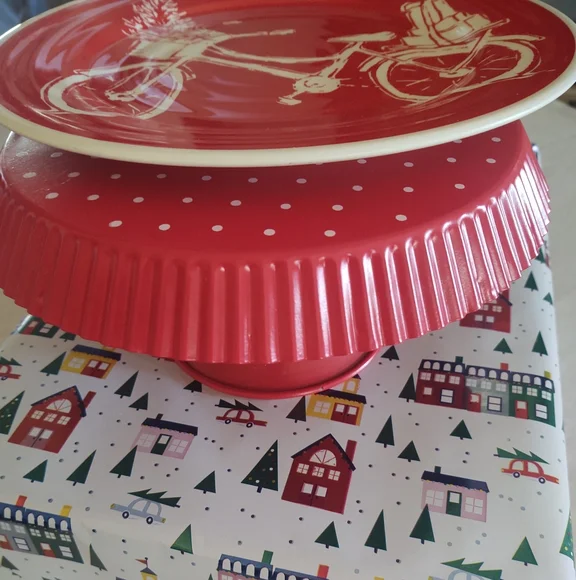NWt ❣️Bicycle🚲Plate & Polka-DoT Pedestal Stand~